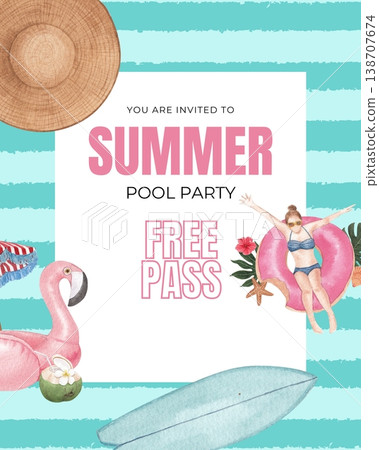 summer sale banner with beach objects 138707674