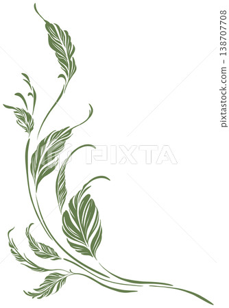 leaf branches corner design decorative ornament isolated on a transparent background leaf branches corner design decorative ornament isolated on a transparent background 138707708