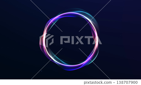 Colorful neon ring with holographic glow on dark background. Abstract energy circle with vibrant light gradients, futuristic elegance and clean digital balance. Colorful neon ring with holographic glow on dark background. Abstract energy circle with vibrant light gradients, futuristic elegance and clean digital balance. 138707900