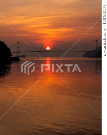 Sunrise over the Akinada Bridge 138708172