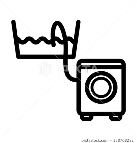 An illustration depicting the act of doing laundry using leftover bathwater. An illustration depicting the act of doing laundry using leftover bathwater. 138708252