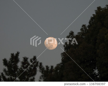 Yasaka Shrine Main Hall (National Treasure) and the Full Moon 138708397