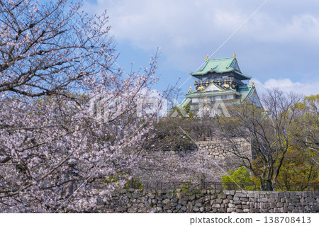 大阪城,大阪城公園,櫻花盛開。 大阪城,大阪城公園,櫻花盛開。 138708413
