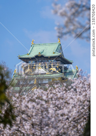 大阪城，大阪城公園，櫻花盛開。 138708420