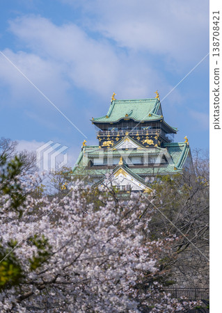 大阪城，大阪城公園，櫻花盛開。 138708421