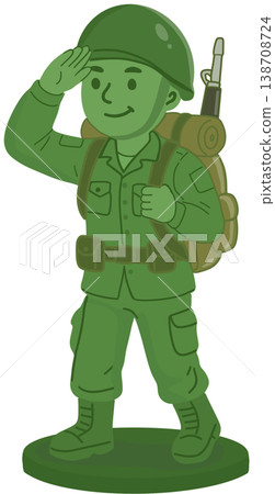 Cute illustration of a green toy soldier saluting, symbolizing honor and remembrance for Memorial Day Cute illustration of a green toy soldier saluting, symbolizing honor and remembrance for Memorial Day 138708724