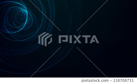 Abstract blue neon vortex and glowing light swirls on dark background for futuristic technology and digital innovation with dynamic motion energy flow 138708731