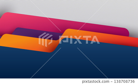 Modern abstract geometric folder background with vibrant layered shapes in pink orange and navy blue for business organization and corporate management on grey backdrop 138708736
