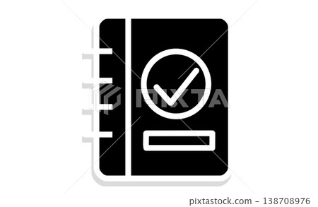 Icon illustration of an accounting firm/tax office: ledger and checkmark Icon illustration of an accounting firm/tax office: ledger and checkmark 138708976