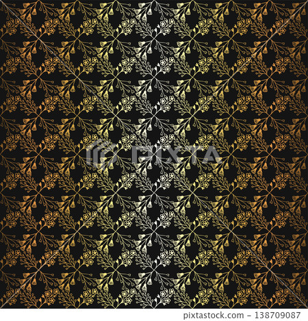 Golden floral geometric pattern beautiful background 138709087