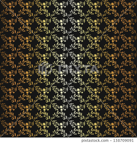 Golden floral plant pattern unique beautiful background design 138709091