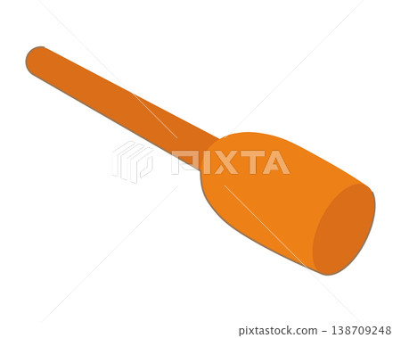 Minimalistic vector graphic of a potato masher. A mashing tool in a bright orange color. Ideal for cooking video tutorials, websites, and mobile app icons. Flat design. 138709248