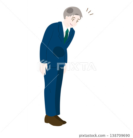 一位商人面帶微笑,鞠躬致意。 一位商人面帶微笑,鞠躬致意。 138709690