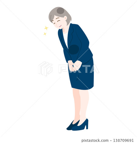 女商人的問候姿勢:微笑鞠躬。 女商人的問候姿勢:微笑鞠躬。 138709691