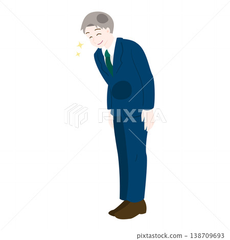 一名男性辦公室職員面帶微笑,禮貌地鞠躬。 一名男性辦公室職員面帶微笑,禮貌地鞠躬。 138709693