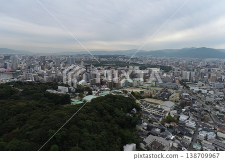 Drone footage of the cityscape from Nishi Park in Fukuoka City Drone footage of the cityscape from Nishi Park in Fukuoka City 138709967