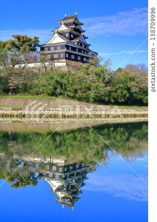 【岡山縣】晴空萬裡下，岡山城天守閣呈現對稱佈置。 138709996