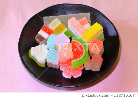 Colorful jelly-like Japanese sweets Colorful jelly-like Japanese sweets 138710167