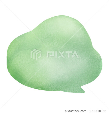 水彩風格，柔和手繪的雲朵狀對話框（綠色） 138710196