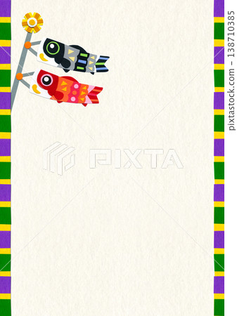 Children's Day Koinobori (carp streamer) collage illustration with colorful band and background material / Vertical A4 size Children's Day Koinobori (carp streamer) collage illustration with colorful band and background material / Vertical A4 size 138710385