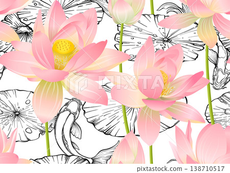 Lotus seamless floral pattern Lotus seamless floral pattern 138710517