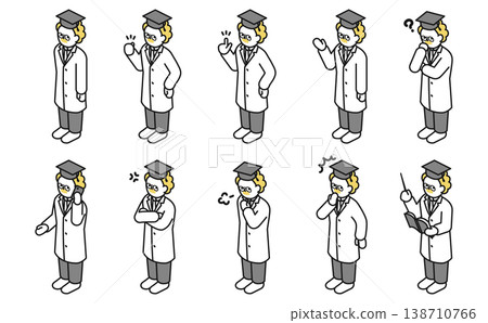 Isometric illustrations: Doctors in various poses Isometric illustrations: Doctors in various poses 138710766