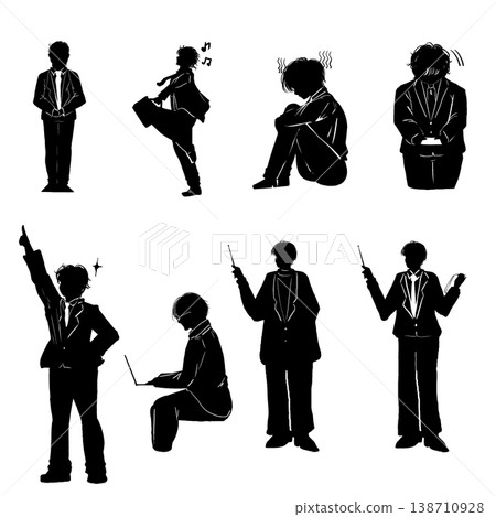 Silhouette set of businessmen at work - PNG transparent image (emotional) Silhouette set of businessmen at work - PNG transparent image (emotional) 138710928
