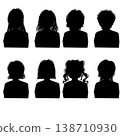 一組不同髮型的女孩剪影（PNG 透明圖） 138710930