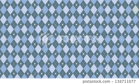 Classic Oceanic Blue argyle seamless pattern with dotted lines and star accents, perfect for holiday Classic Oceanic Blue argyle seamless pattern with dotted lines and star accents, perfect for holiday 138711077