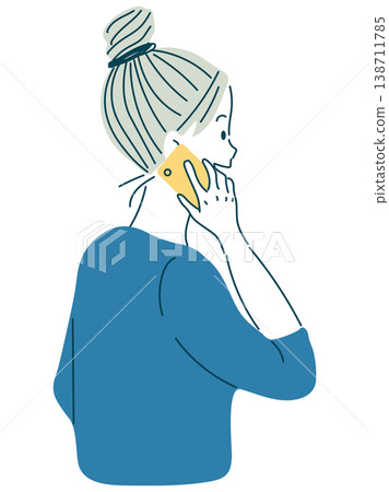 Illustration of a woman talking on her smartphone Illustration of a woman talking on her smartphone 138711785