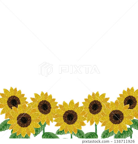 [Sunflower Frame] Hand-embroidered illustration material 138711926