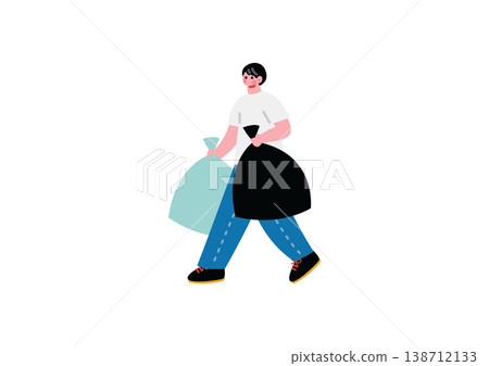 一個人倒垃圾的插圖 一個人倒垃圾的插圖 138712133