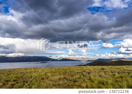 Storm clouds over Lake Lagunillas in the Peruvian highlands 138712236