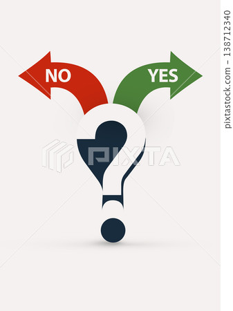 Yes or no decision concept with arrows and question mark for business marketing and corporate use Yes or no decision concept with arrows and question mark for business marketing and corporate use 138712340