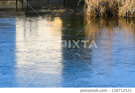 Winter image - frozen water surface Winter image - frozen water surface 138712521