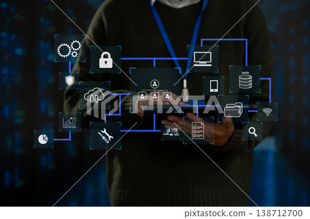 Zero trust security concept Person using tablet with zero trust icon on virtual screen of Data businesses. 138712700