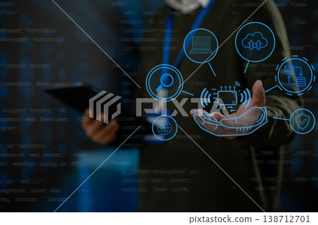 Zero trust security concept Person using tablet with zero trust icon on virtual screen of Data businesses. 138712701