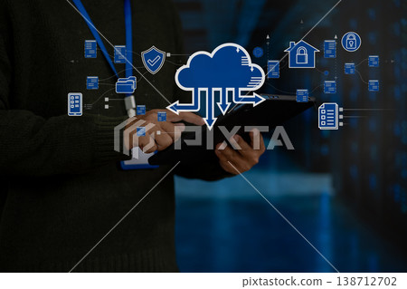 Zero trust security concept Person using tablet with zero trust icon on virtual screen of Data businesses. 138712702