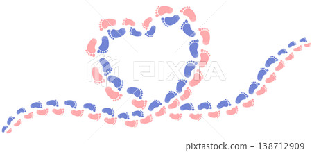 Baby Footprints Forming Heart Shape Love and Family Concept Baby Footprints Forming Heart Shape Love and Family Concept 138712909