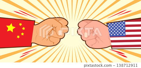 China and United States Flag Fists Fighting Global Rivalry Concept 138712911