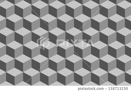 seamless pattern with 3d cubes in gray colors vector illustration 138713230