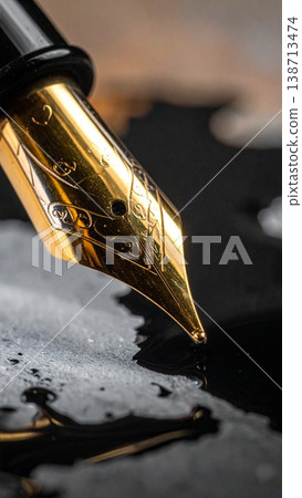 用超微距攝影捕捉到的高階鋼筆筆尖。 138713474