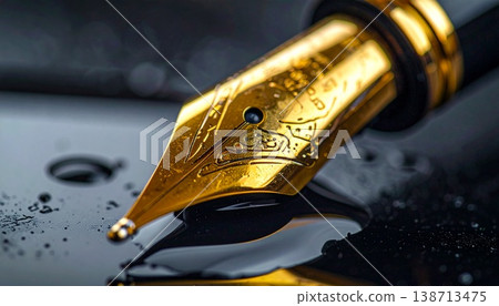 用超微距攝影捕捉到的高階鋼筆筆尖。 138713475