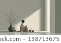 Minimalist Scene of Person Sitting in Sunlight 138713675