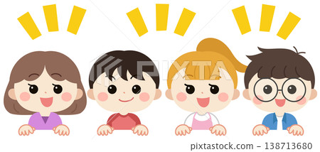 孩子們微笑著探頭張望的插圖 138713680