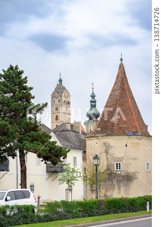 View of ancient buildings in the cityscape of Krems an der Donau in the Wachau Valley, Austria View of ancient buildings in the cityscape of Krems an der Donau in the Wachau Valley, Austria 138714726
