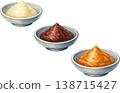The basics of Japanese cuisine: 3 types of miso (watercolor illustration) 138715427