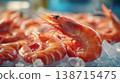Fresh shrimp on ice in a market 138715475