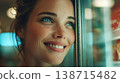 Woman smiles at store window 138715482