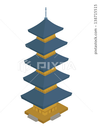 Illustration of the five-story pagoda of Toji Temple (a historical building in Kyoto) 138715515